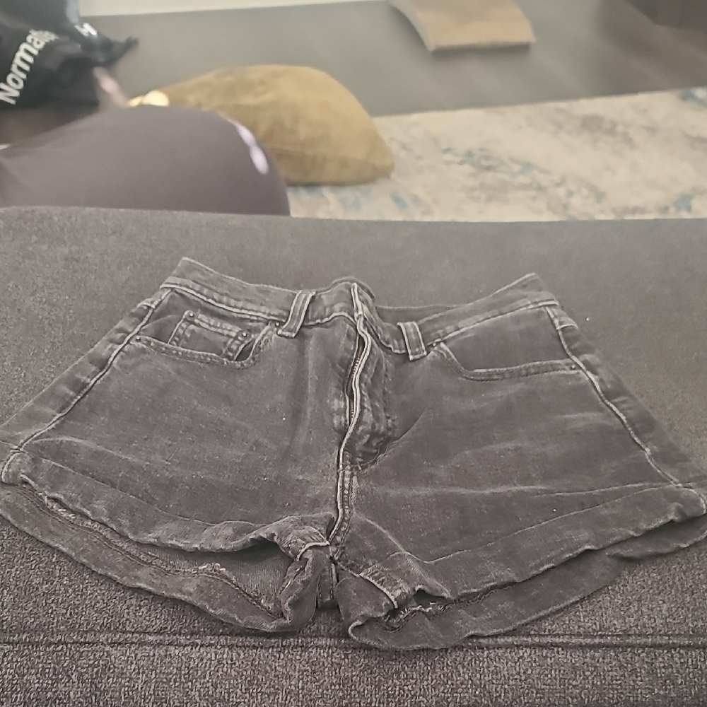 Levi's Black Jean Shorts with Frayed Hem